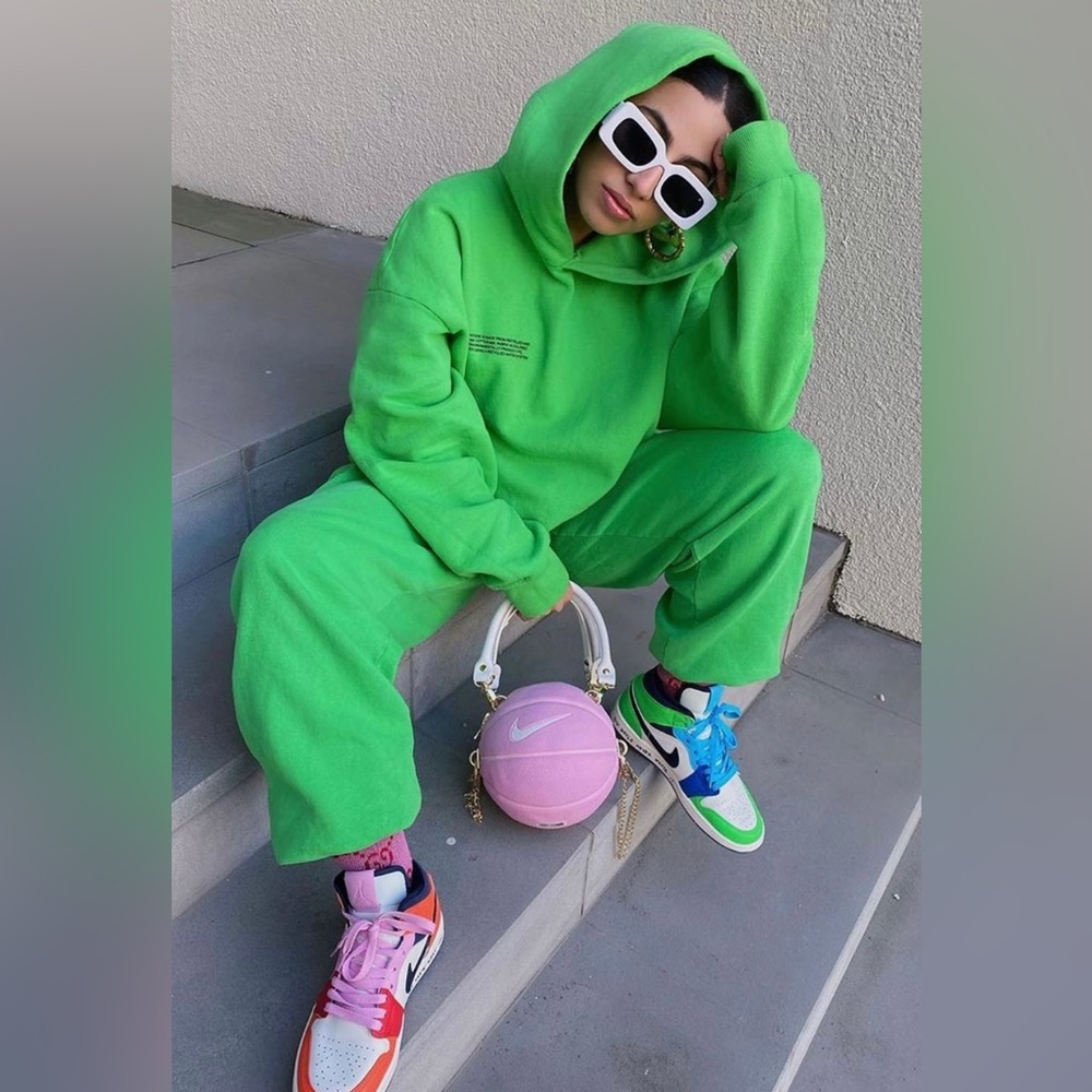 New Pangaia Set hoodie and pants set in color Green heavyweight warm